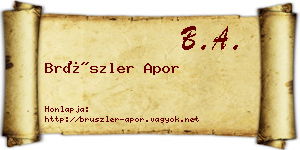 Brüszler Apor névjegykártya